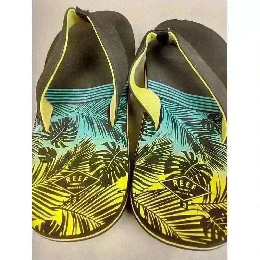Reef Boys Kids Pool Beach Flip Flops‎ Thongs Sandals Blue Aqua Green 3 US
